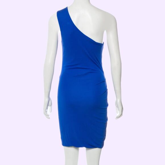 CUT25 BY YIGAL AZROUËL Cobalt Blue One Shoulder Bodycon Mini Dress - Picture 3 of 3